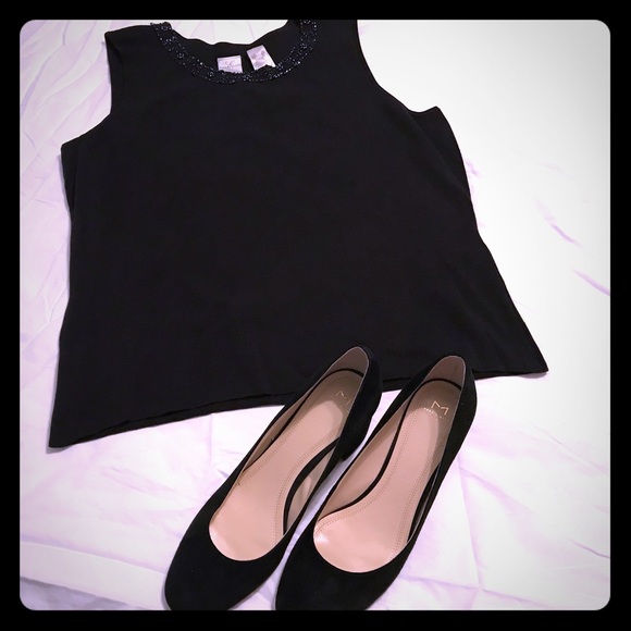 Black Beaded tank top - size XL - Picture 1 of 1